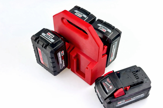 Battery Organiser Compatible with Milwaukee M18 Batteries – Securely Holds up to 6 Batteries for Easy Storage