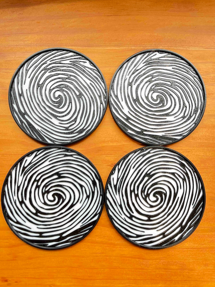 Fingerprint Coasters, Police Officer Gift, Detective Decor, Crime Scene Technician Gift, Law Enforcement Coaster Set, Forensic Expert Gift image 4