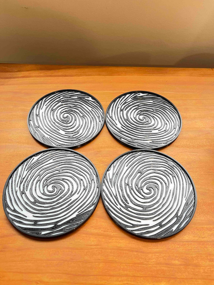 Fingerprint Coasters, Police Officer Gift, Detective Decor, Crime Scene Technician Gift, Law Enforcement Coaster Set, Forensic Expert Gift image 3