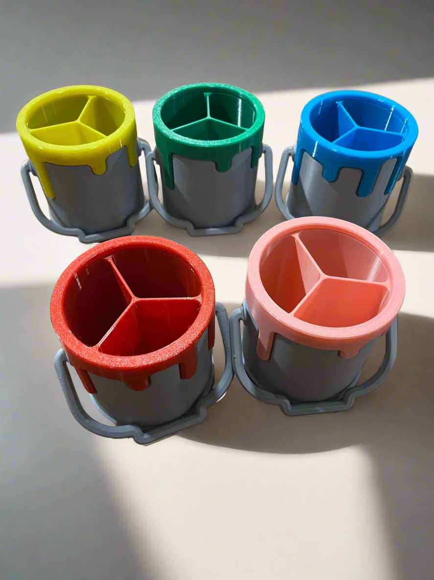 Paint Bucket Pencil Holder, Desk Organizer for Art Supplies, Paint Drip Pen Holder, Artist Desk Decor, Teacher Gift, Office Accessory