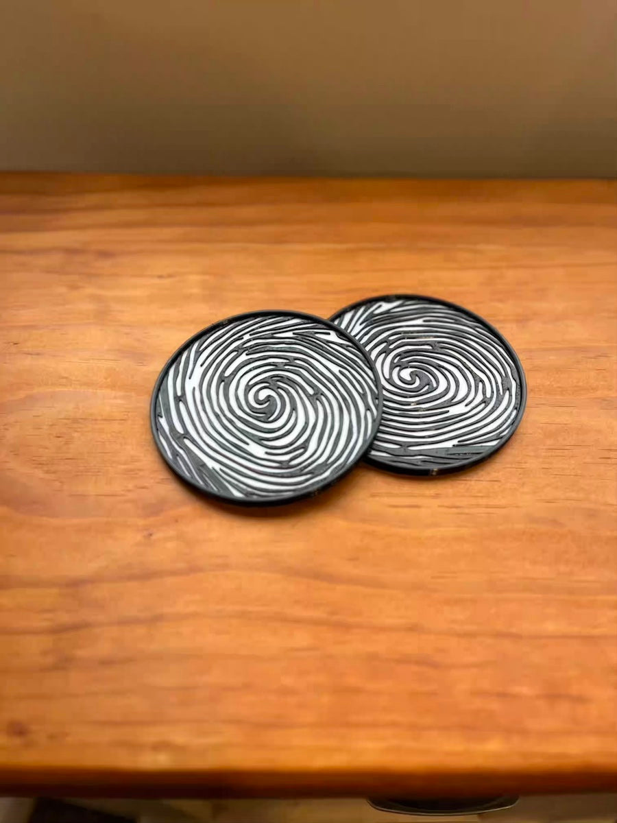 Fingerprint Coasters, Police Officer Gift, Detective Decor, Crime Scene Technician Gift, Law Enforcement Coaster Set, Forensic Expert Gift image 2