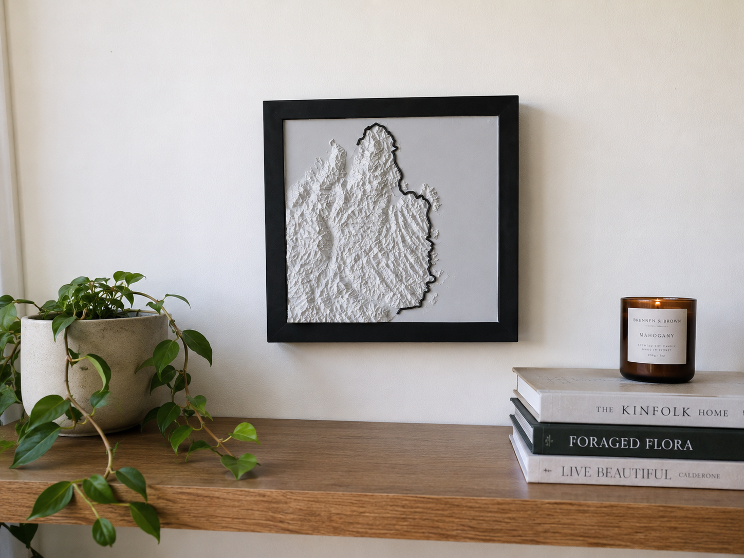 Abel Tasman Coast Track 3D terrain wall art mounted on a wall