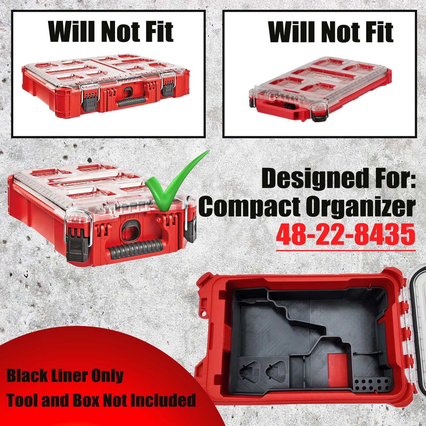 Packout Insert for M12 Fuel Drill/Driver and Impact- Milwaukee Compact Organiser V3