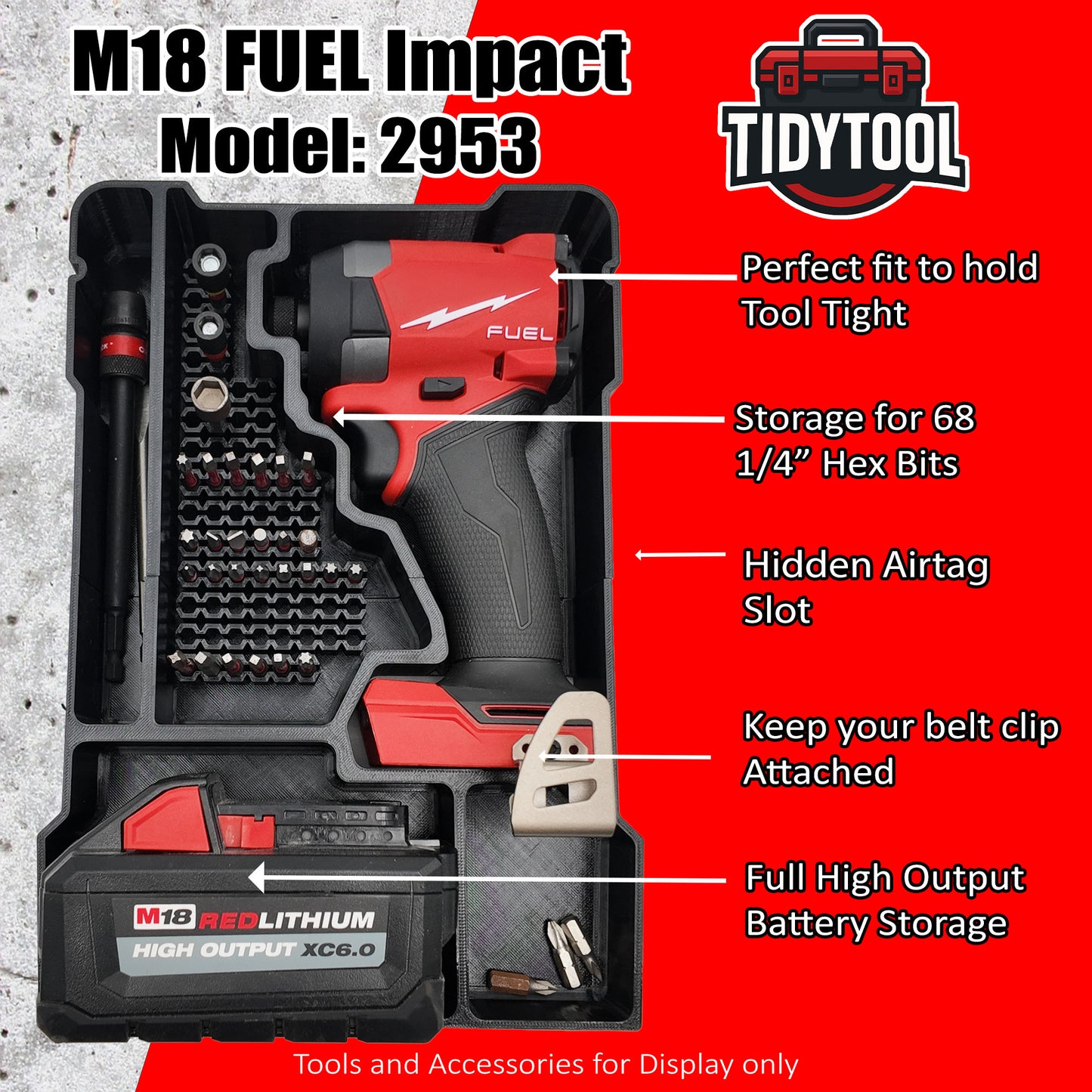 M18 Fuel 1/4" Hex Impact Driver Organiser for Milwaukee Compact Packout