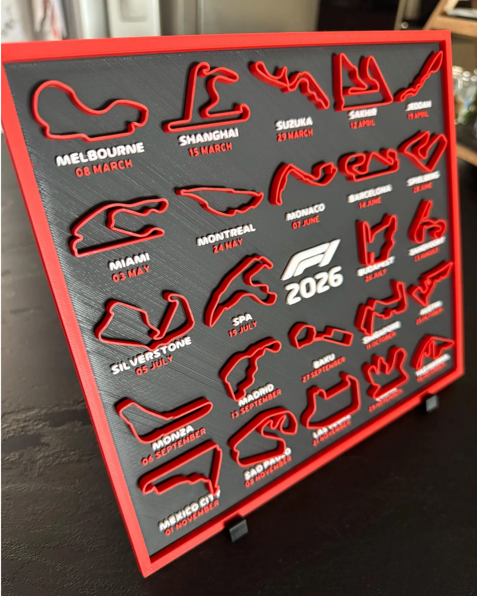 3D-Printed Formula Racing 2026 Track Calendar (Fan-Made)