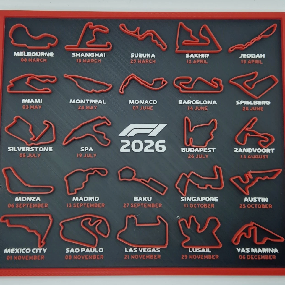 3D-Printed Formula Racing 2026 Track Calendar (Fan-Made)