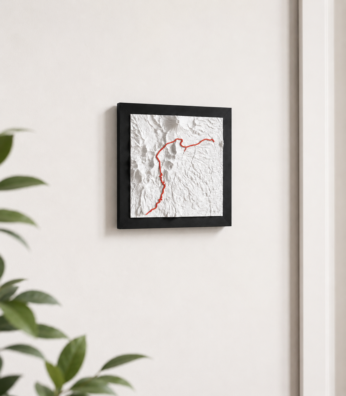 Tongariro Alpine Crossing 3D terrain wall art mounted on a wall
