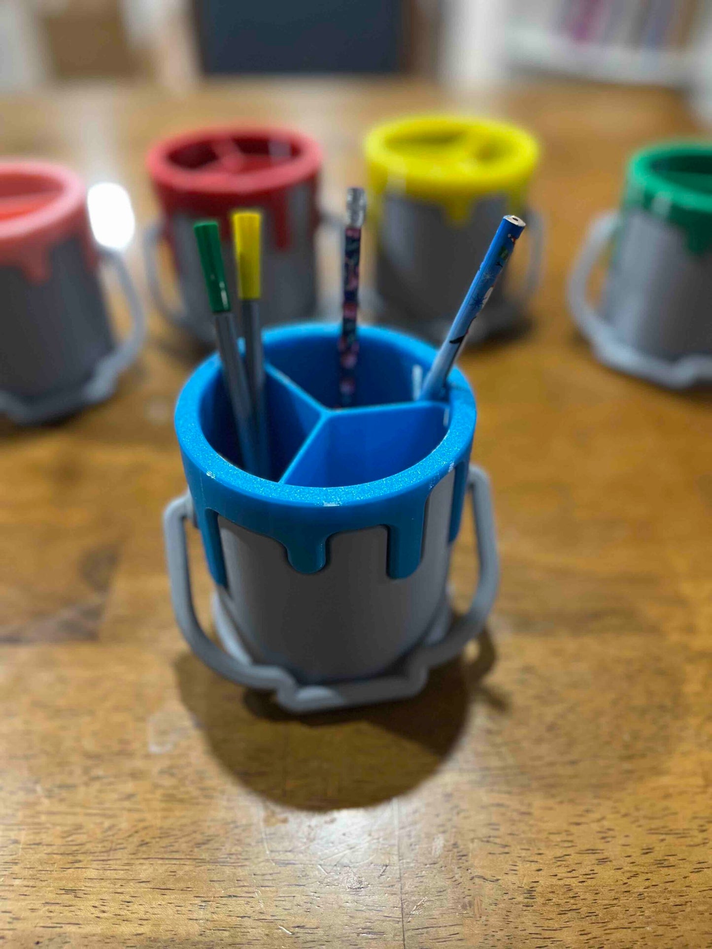 Paint Bucket Pencil Holder, Desk Organizer for Art Supplies, Paint Drip Pen Holder, Artist Desk Decor, Teacher Gift, Office Accessory image 1