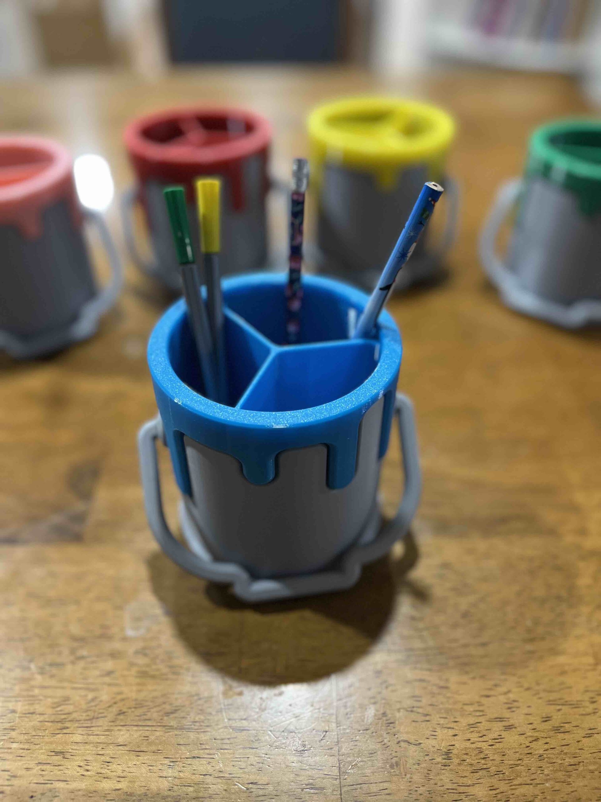 Paint Bucket Pencil Holder, Desk Organizer for Art Supplies, Paint Drip Pen Holder, Artist Desk Decor, Teacher Gift, Office Accessory image 1