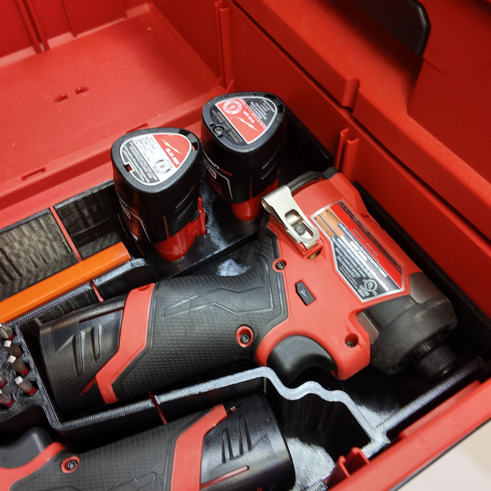 Drawer Liner for Milwaukee M12 FUEL Drill/Driver and impact- Packout 3 Drawer Tool Box