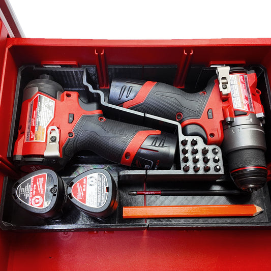 Drawer Liner for Milwaukee M12 FUEL Drill/Driver and impact- Packout 3 Drawer Tool Box