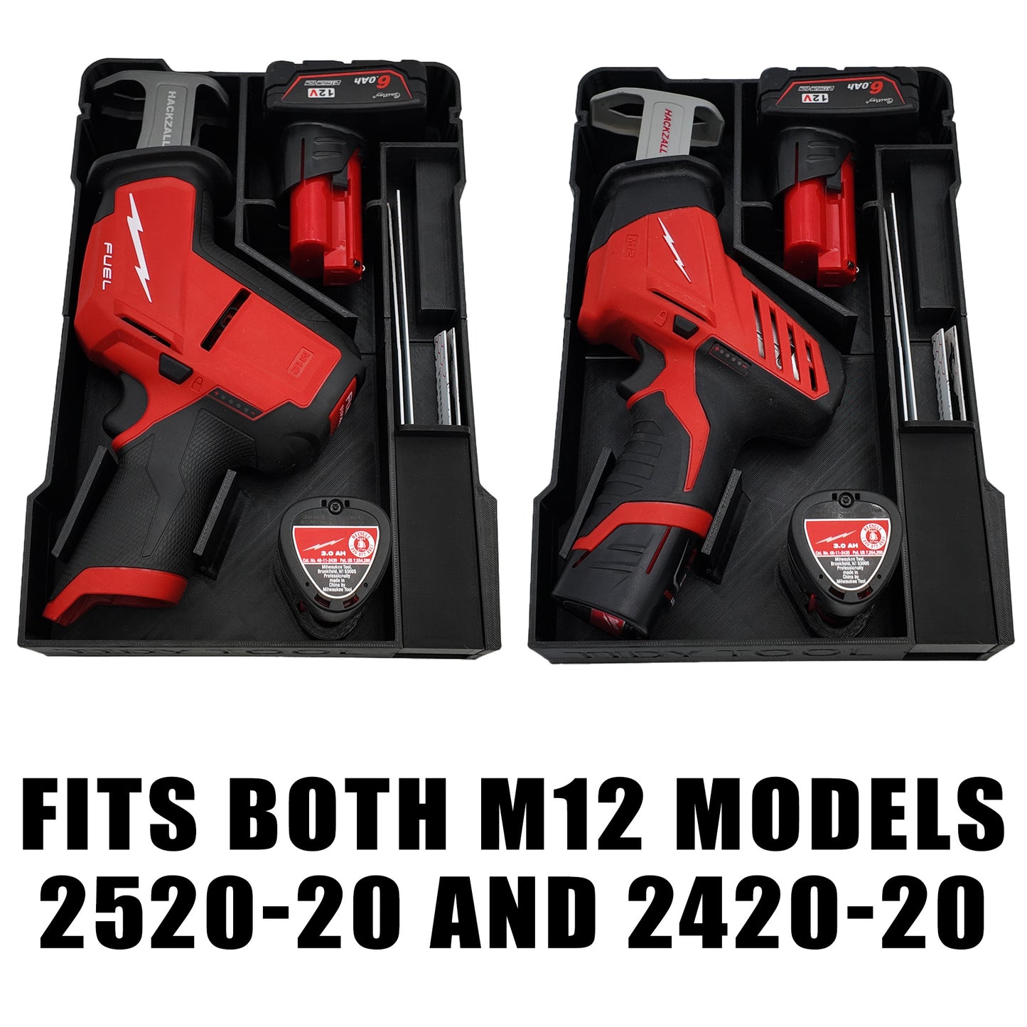 Packout Insert for M12 Fuel Hackzall Reciprocating Saw and Milwaukee Compact Organiser