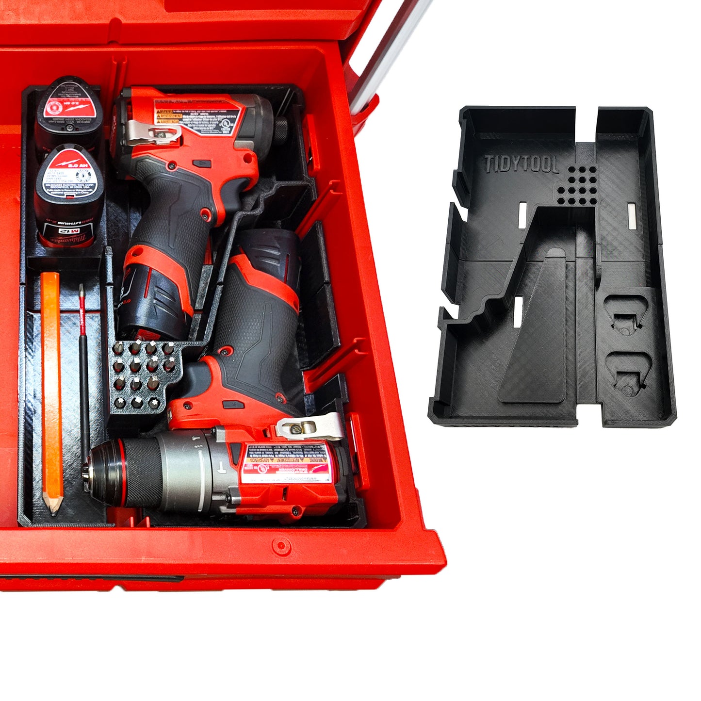 Drawer Liner for Milwaukee M12 FUEL Drill/Driver and impact- Packout 3 Drawer Tool Box