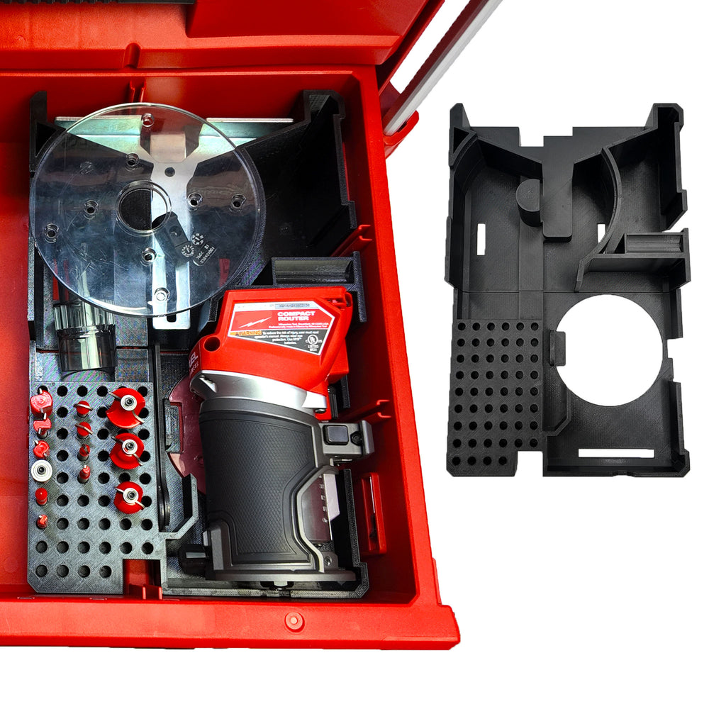 M18 Router Organiser for Milwaukee Packout 2 & 3 Drawer Tool Boxes