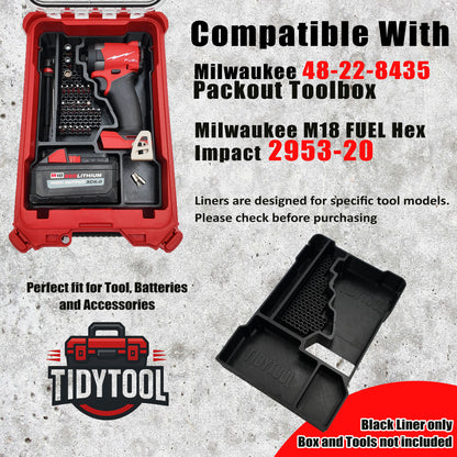 M18 Fuel 1/4" Hex Impact Driver Organiser for Milwaukee Compact Packout
