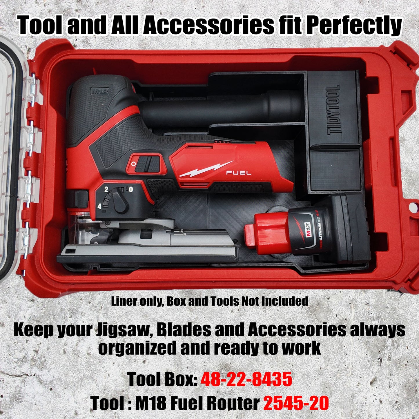 Packout Insert for M12 Fuel Jigsaw and Milwaukee Compact Organiser V2