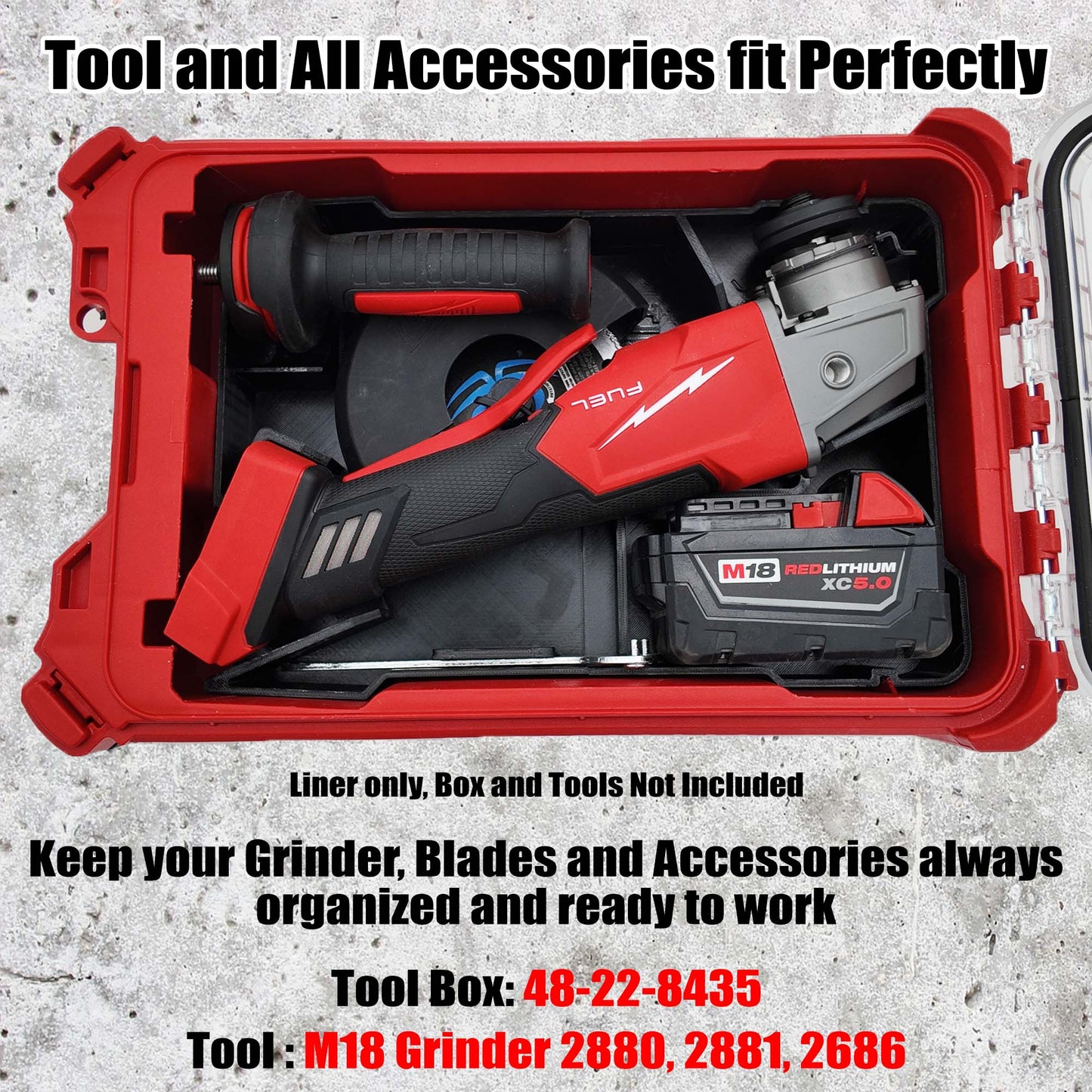 M18 Grinder Organiser for Milwaukee Compact Packout