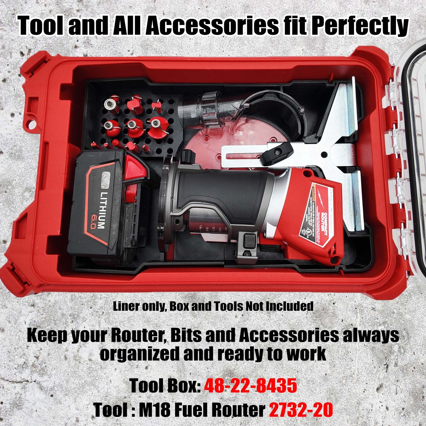 M18 Router Organiser for Milwaukee Compact Packout